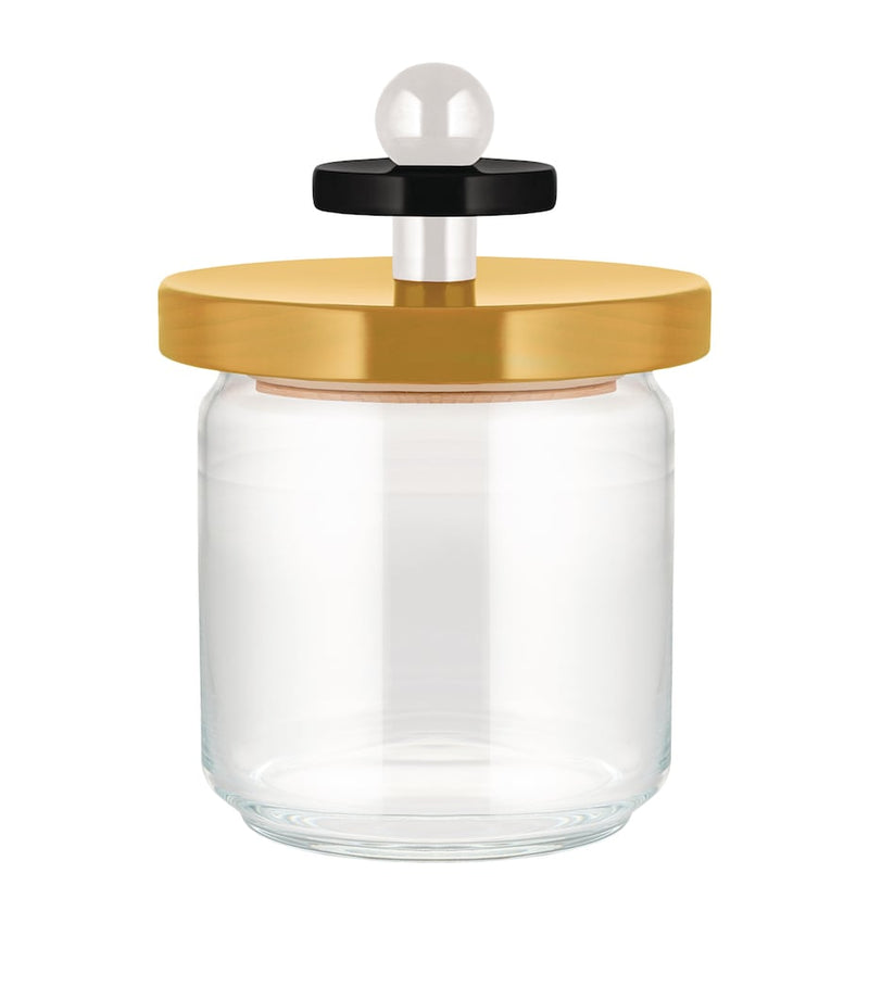 Alessi storage jar glass and beech wood - British product