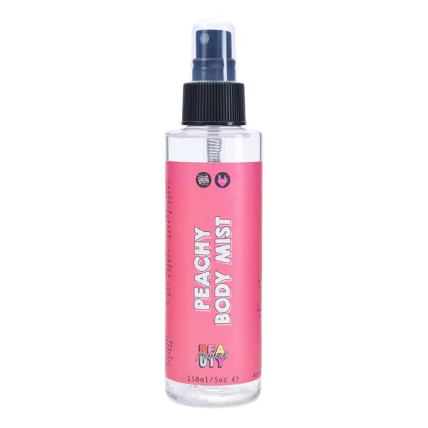 Mallows Beauty Peachy Body Mist fragrance spray, imported from the UK
