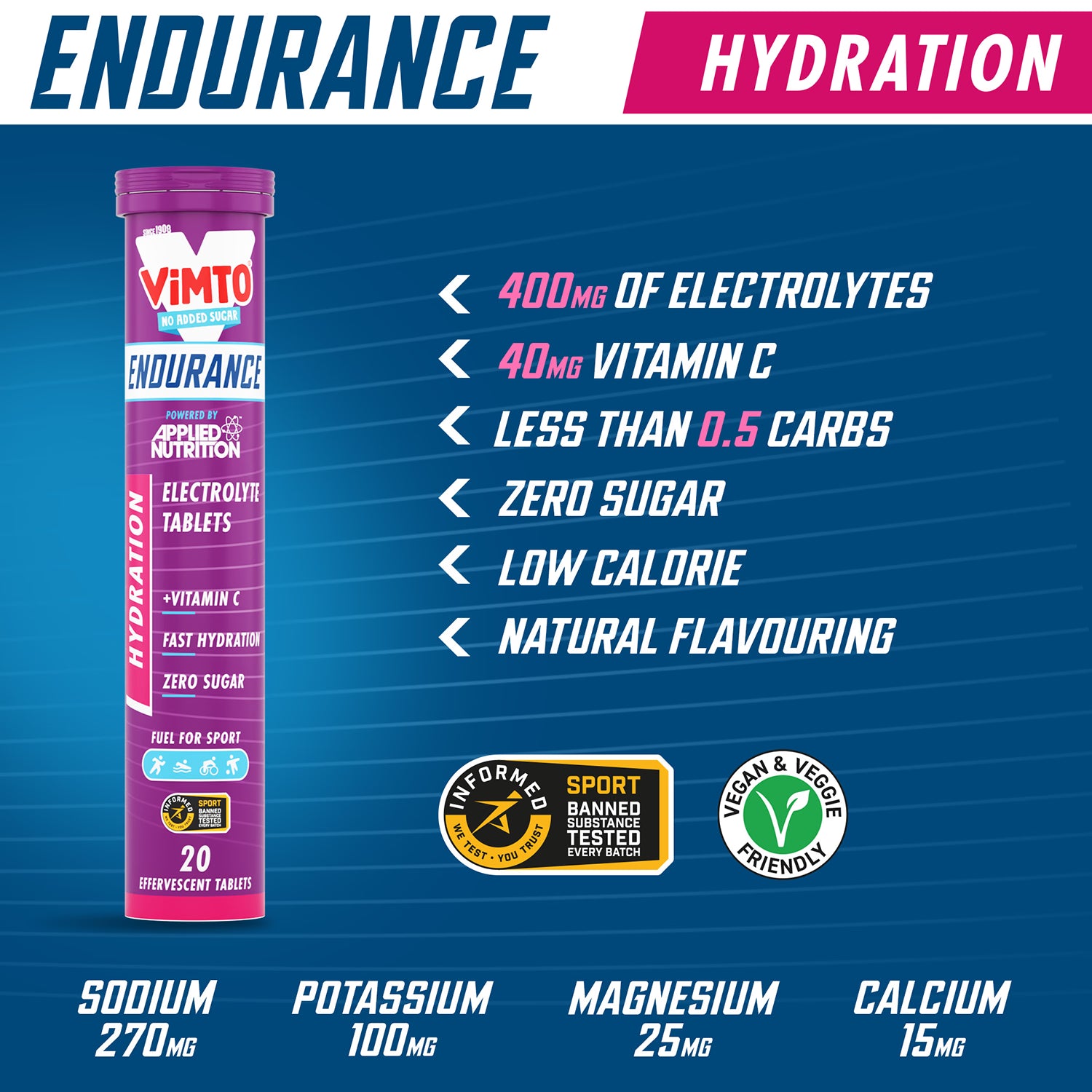 Applied Nutrition Electrolyte Hydration Effervescent Vimto® 20 Tablets