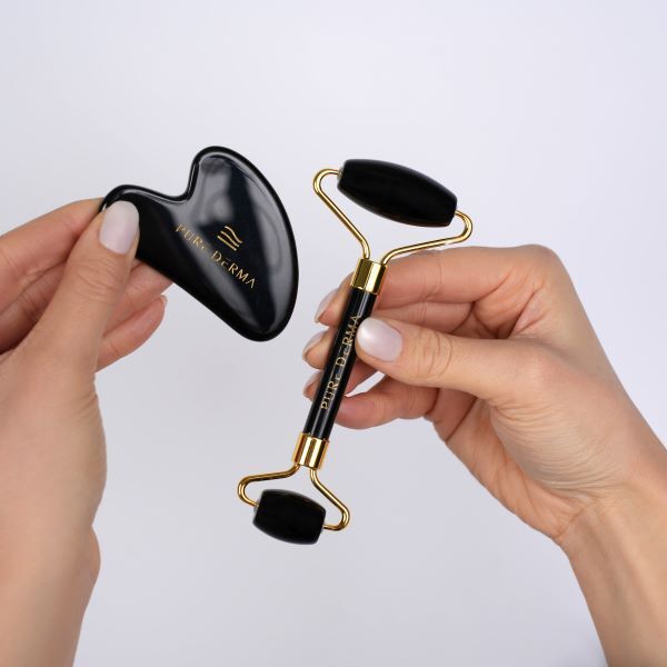 Pure Derma London Jade Gua Sha Face Roller Set, imported from the UK