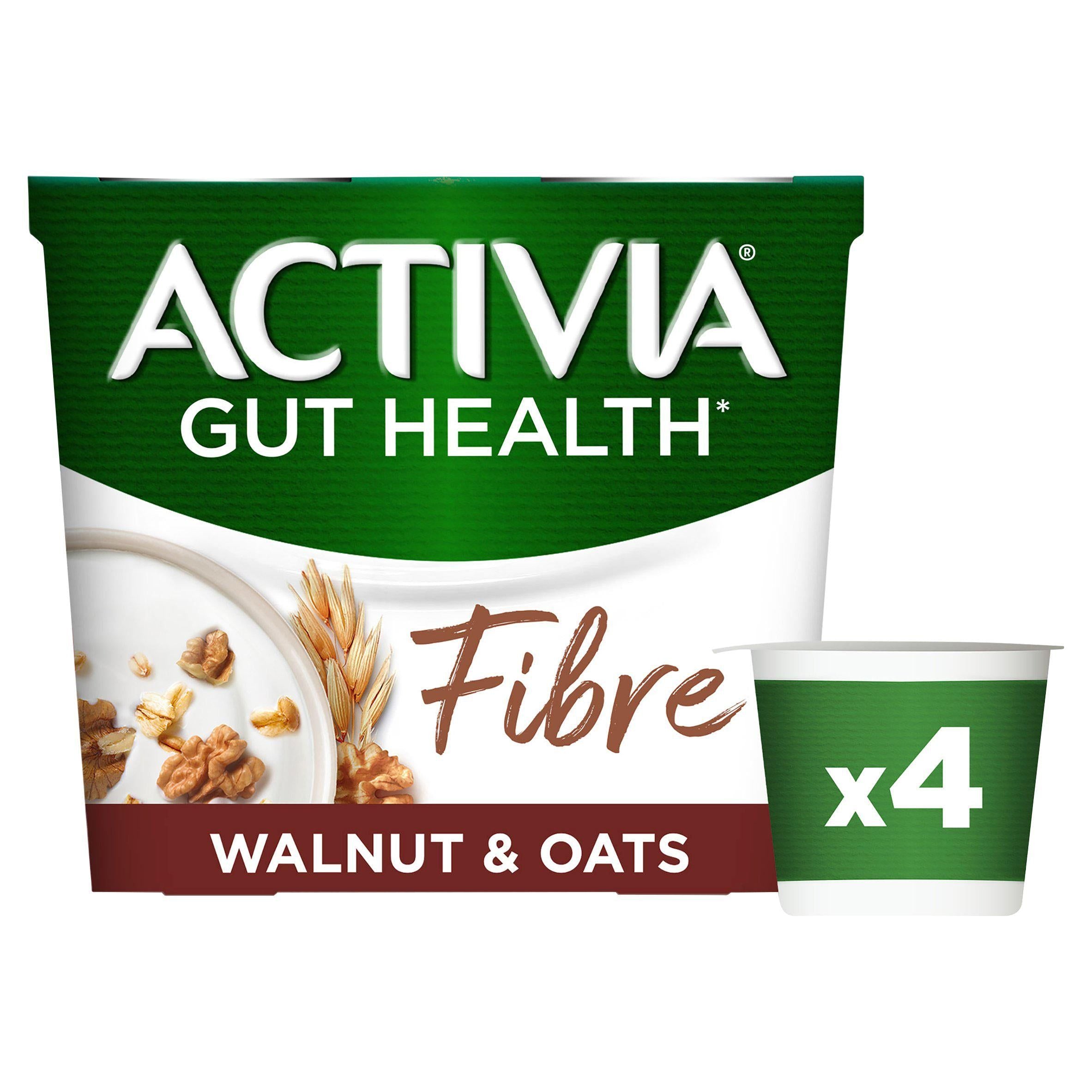 Activia Fibre Walnut & Oat Breakfast Gut Health Yoghurt 4x115g - McGrocer