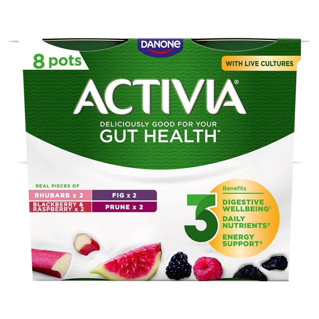 Activia Rhubarb Prune Fig Blackberry & Raspberry Multipack Fruit Yoghurt    8 x 115g - McGrocer