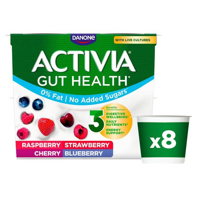 Activia Strawberry Raspberry Cherry & Blueberry No Added Sugar Fat Free    8 x 115g - McGrocer