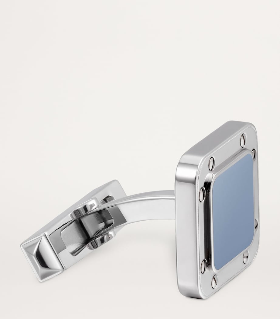 Cartier sterling silver cufflinks and leather pen wallet set - British product