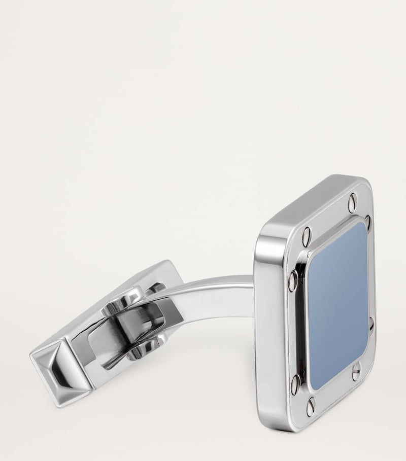 Cartier sterling silver cufflinks and leather pen wallet set - British product