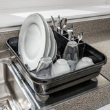 Addis Premium Soft Touch Dish Draining Rack Black / Grey - McGrocer