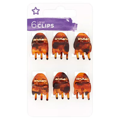 Superdrug Mini Jaw Clips Brown 6 Pack