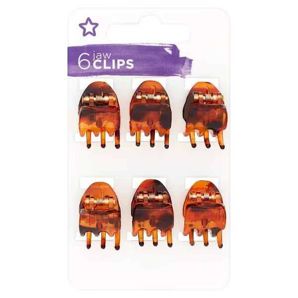 Superdrug Mini Jaw Clips Brown 6 Pack (British brand)