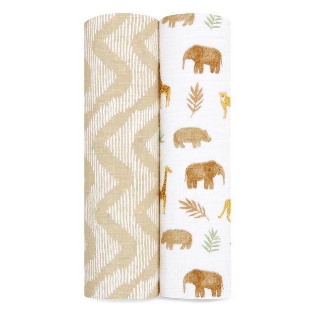 Aden+Anais essentials cotton muslin 2 pack swaddle blanket tanzania   2 per pack - McGrocer