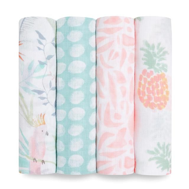 Aden + Anais Muslin Swaddle Blankets Tropicalia   4 per pack - McGrocer