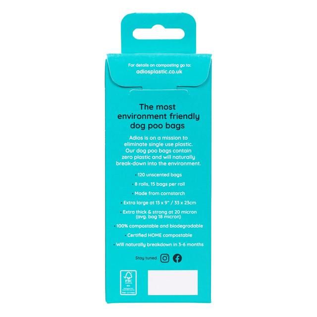 Adios Compostable & Biodegradable Dog Poo Bags - Grey    120 per pack - McGrocer