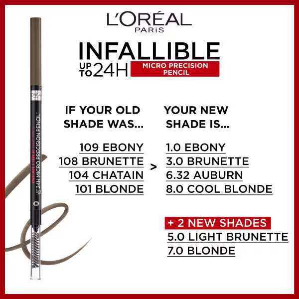 L'Oreal Paris Infallible eyebrow pencil 5.0, UK version