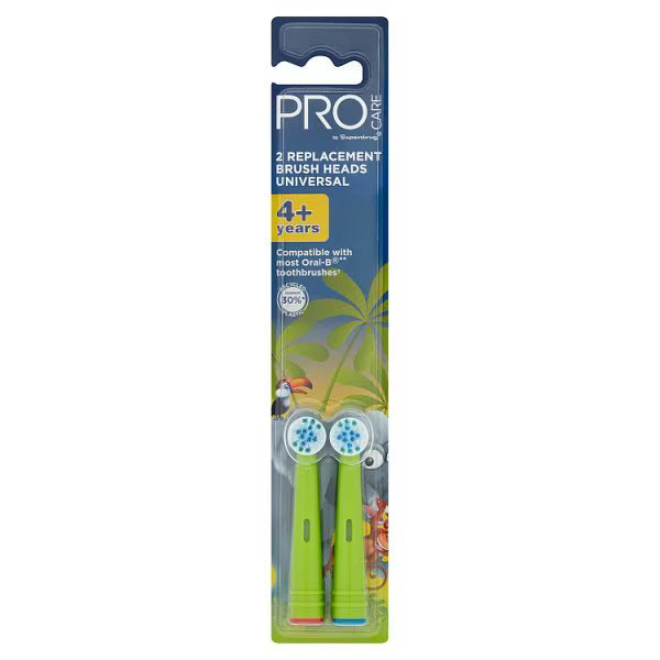 ProCare Kids electric toothbrush heads 2 pack, imported from the UK