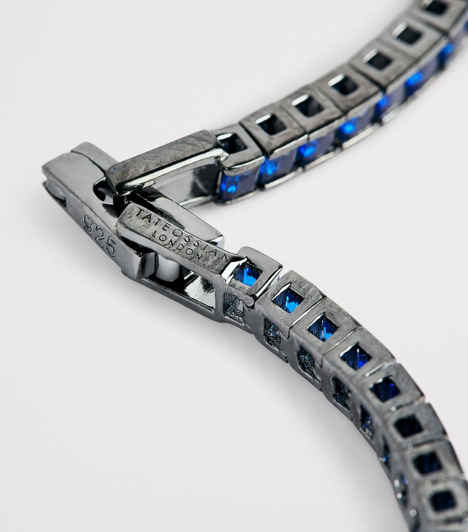 Tateossian tennis bracelet with blue spinel stones (British brand)