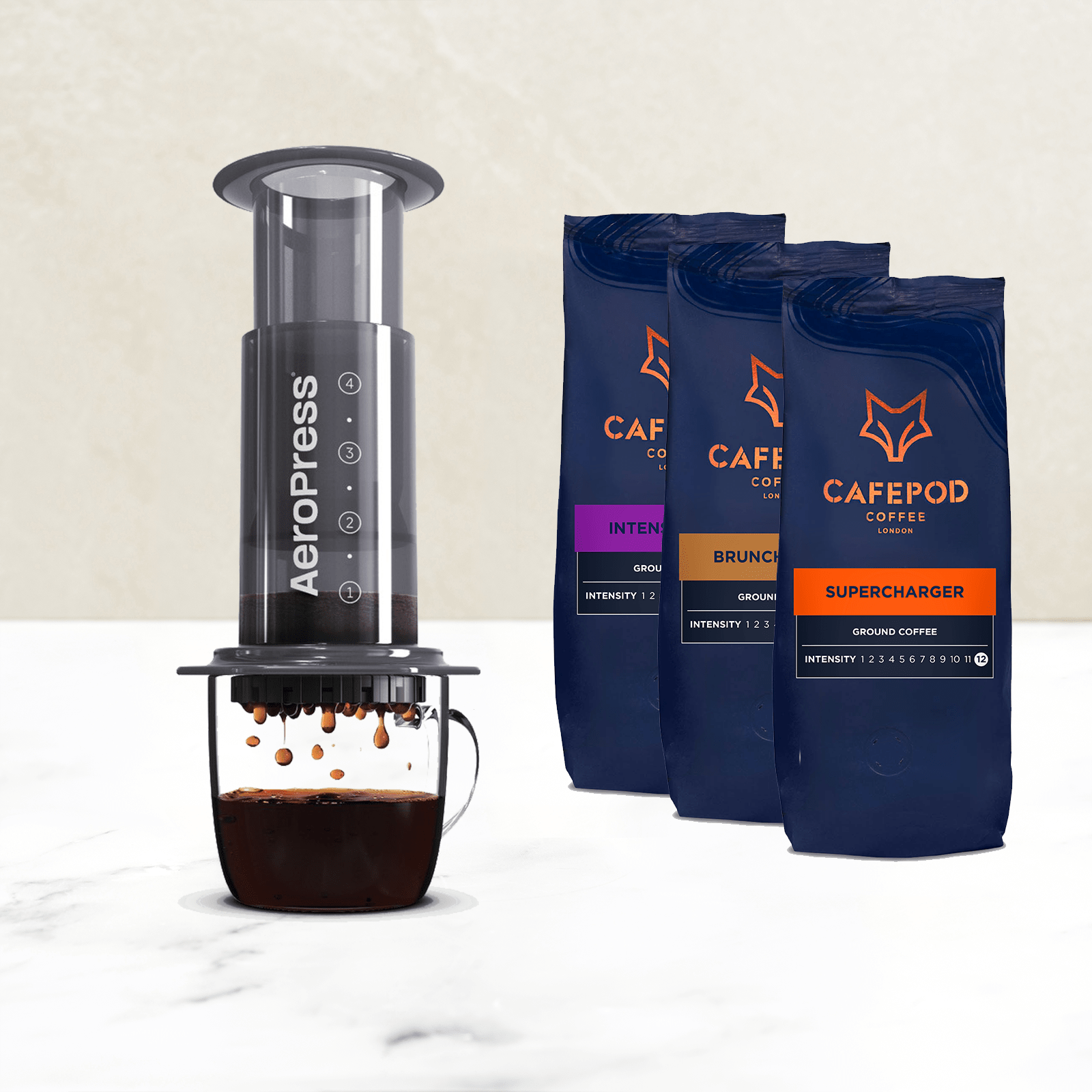 AeroPress whole bean coffee starter pack with 600g coffee - British product