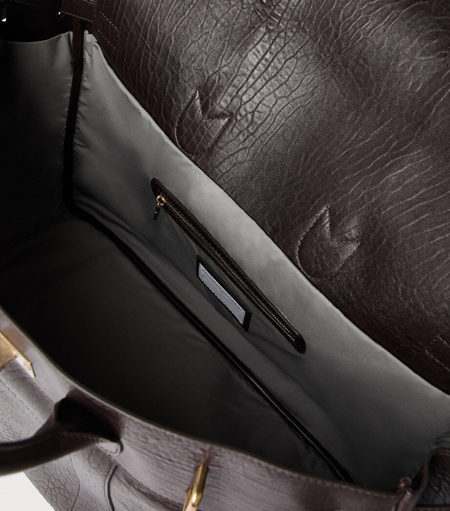 Brunello Cucinelli leather travel bag with grained calfskin, 50x58x25cm - British product