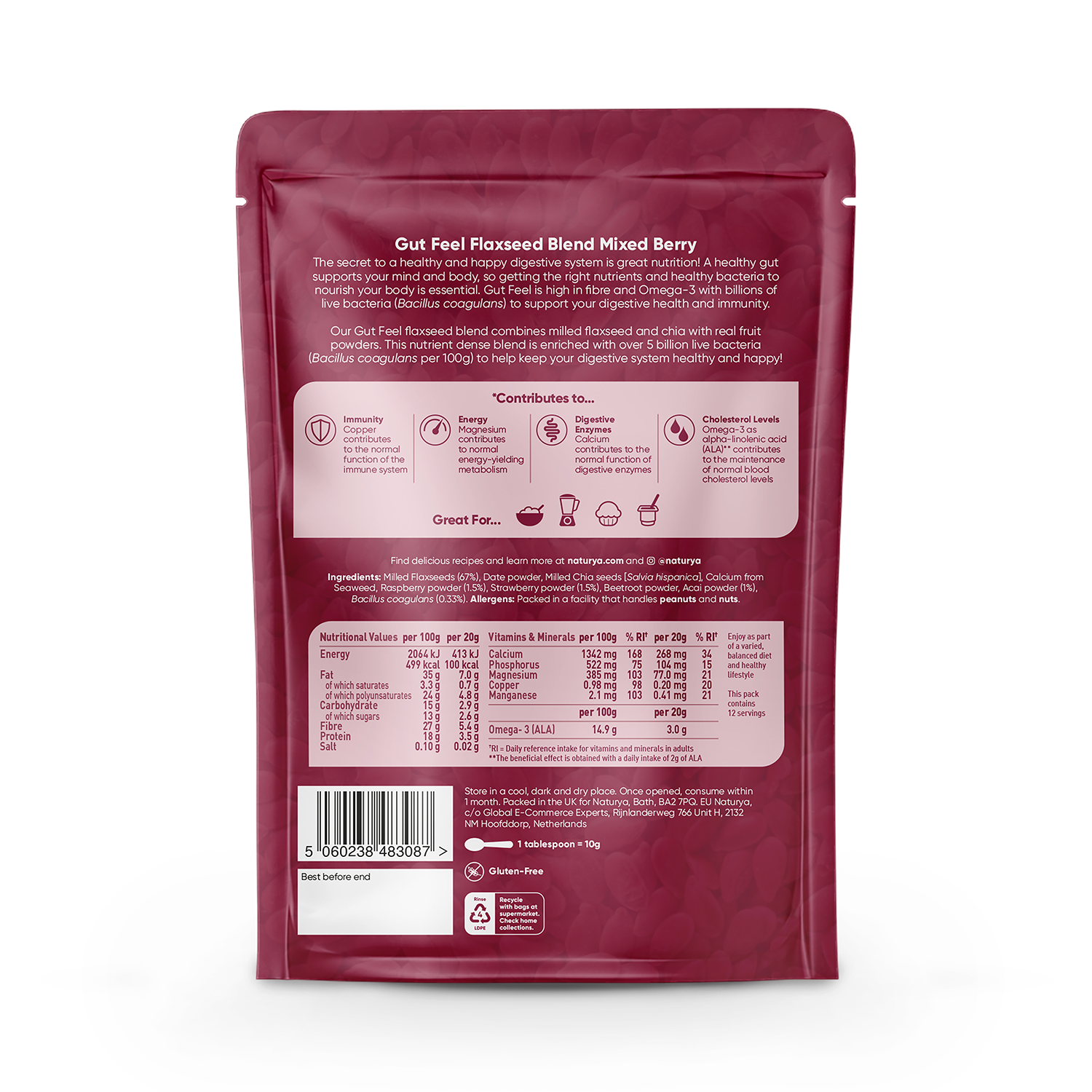 Naturya Gut Feel Flaxseed Blend Cacao & Maca 240g - 998860