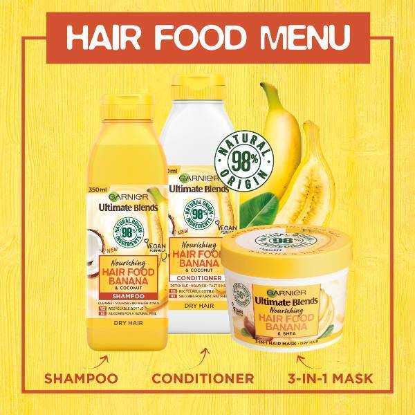 Garnier Ultimate Blends Banana Shampoo Conditioner 350ml x 2, UK version