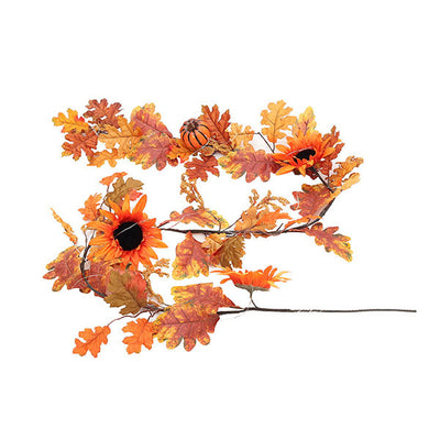 Livingandhome Sunflower Autumn Garland with Lights 180cm