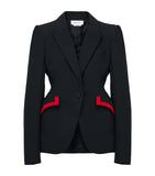 Wool Waistcoat with Lace Ruffles and Square Neckline