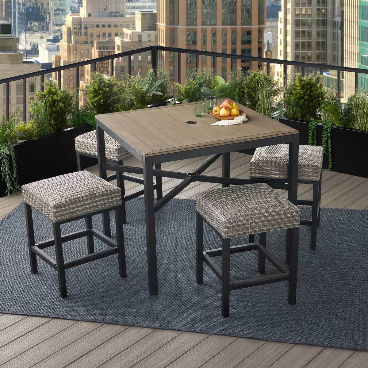 Agio Winlock 5 Piece Woven High Dining Set + Cover - McGrocer