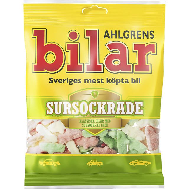 Ahlgrens Bilar Sursockrade Sour Soft Chewy Marshmallow Cars   100g - McGrocer