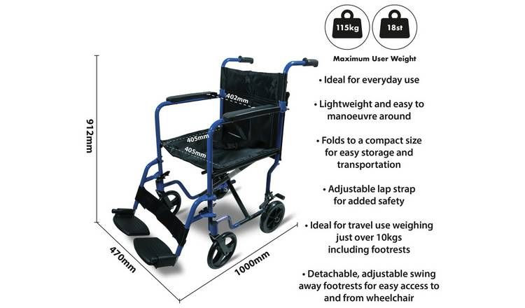 Aidapt Aluminium Compact Blue Transit Chair - McGrocer