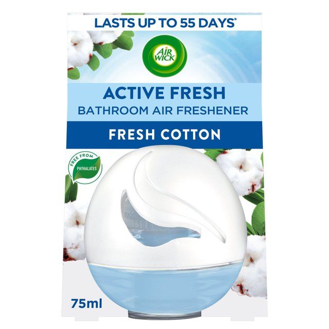 Air Wick Active Fresh Bathroom Gel Air Freshener Fresh Cotton   75ml - McGrocer