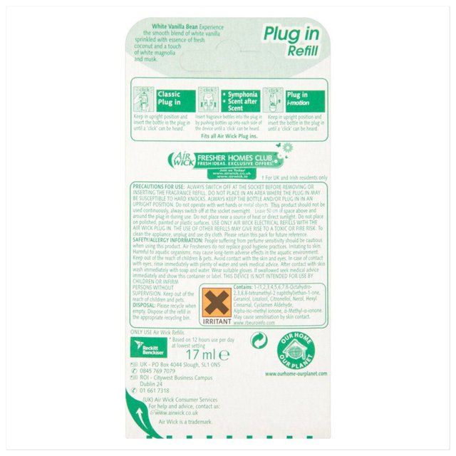 Airwick White Vanilla Bean Plug In Refill   19ml - McGrocer