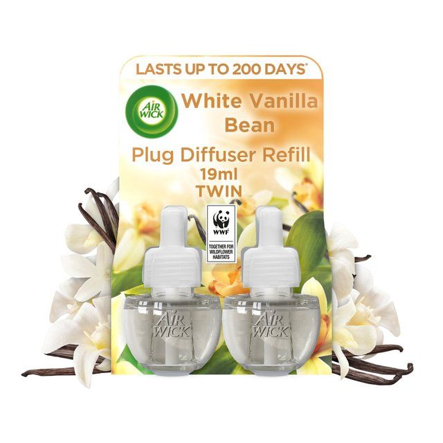 Airwick White Vanilla Bean Plug In Twin Refill   2 x 19ml - McGrocer