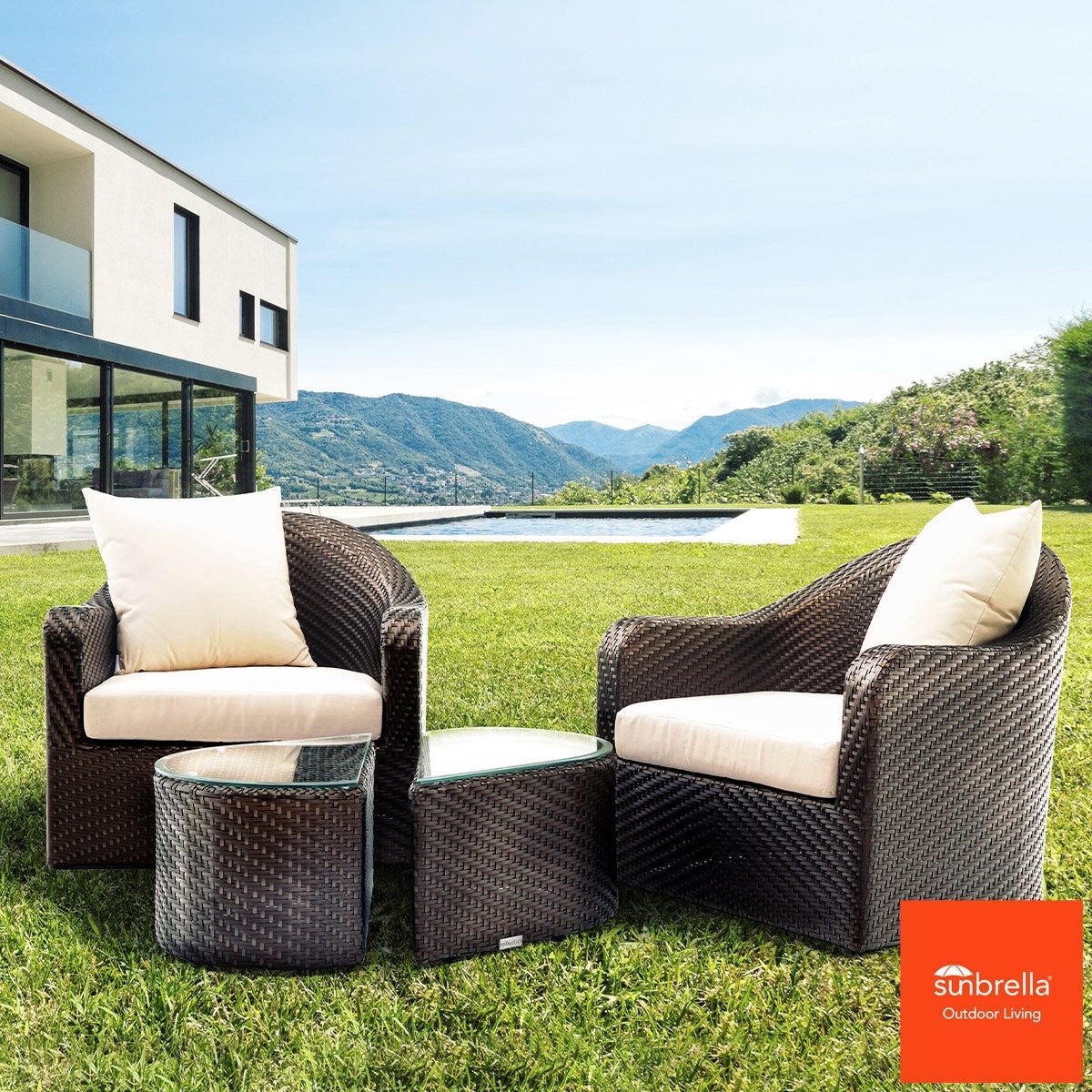 Akula Living 3 Piece Aegean Paros 2 Armchair + Coffee Table Set - McGrocer