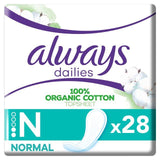 Always Dailies Organic Cotton Protection Normal Panty Liners   28 per pack - McGrocer