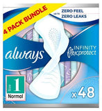 Always Infinity Normal (Size 1) Sanitary Towels Wings 12 Pads x4 Bundle - McGrocer