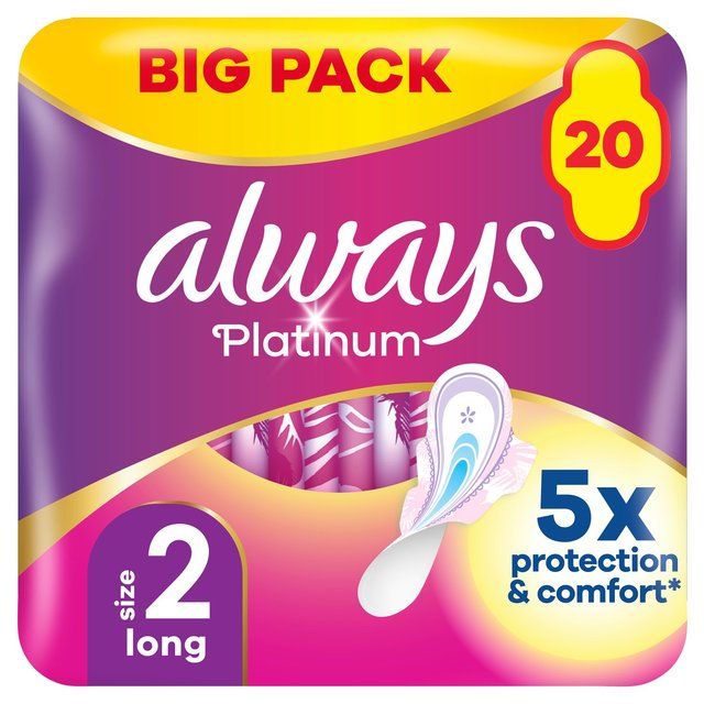 Always Platinum Long Sanitary Towels Wings Size 2   20 per pack - McGrocer