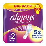 Always Platinum Long (Size 2) Pads Wings 20 Sanitary Towels - McGrocer