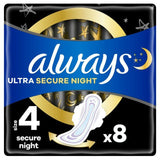 Always Sanitary Towels Ultra Secure Night (Size 4) Wings   8 per pack - McGrocer