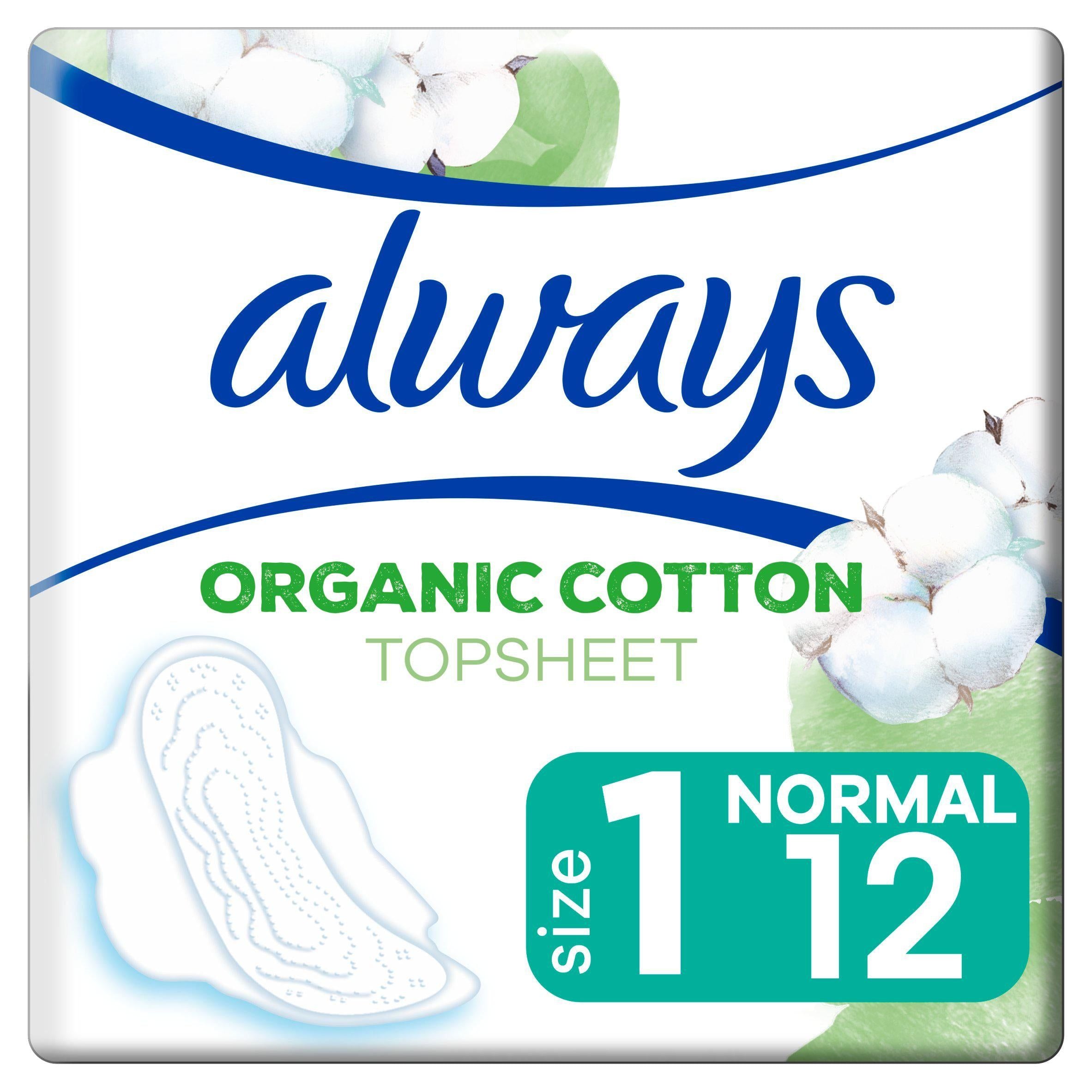 Always Sensitive Organic Cotton Protection Ultra Normal (Size 1) Sanitary Towels Wings x11 - McGrocer