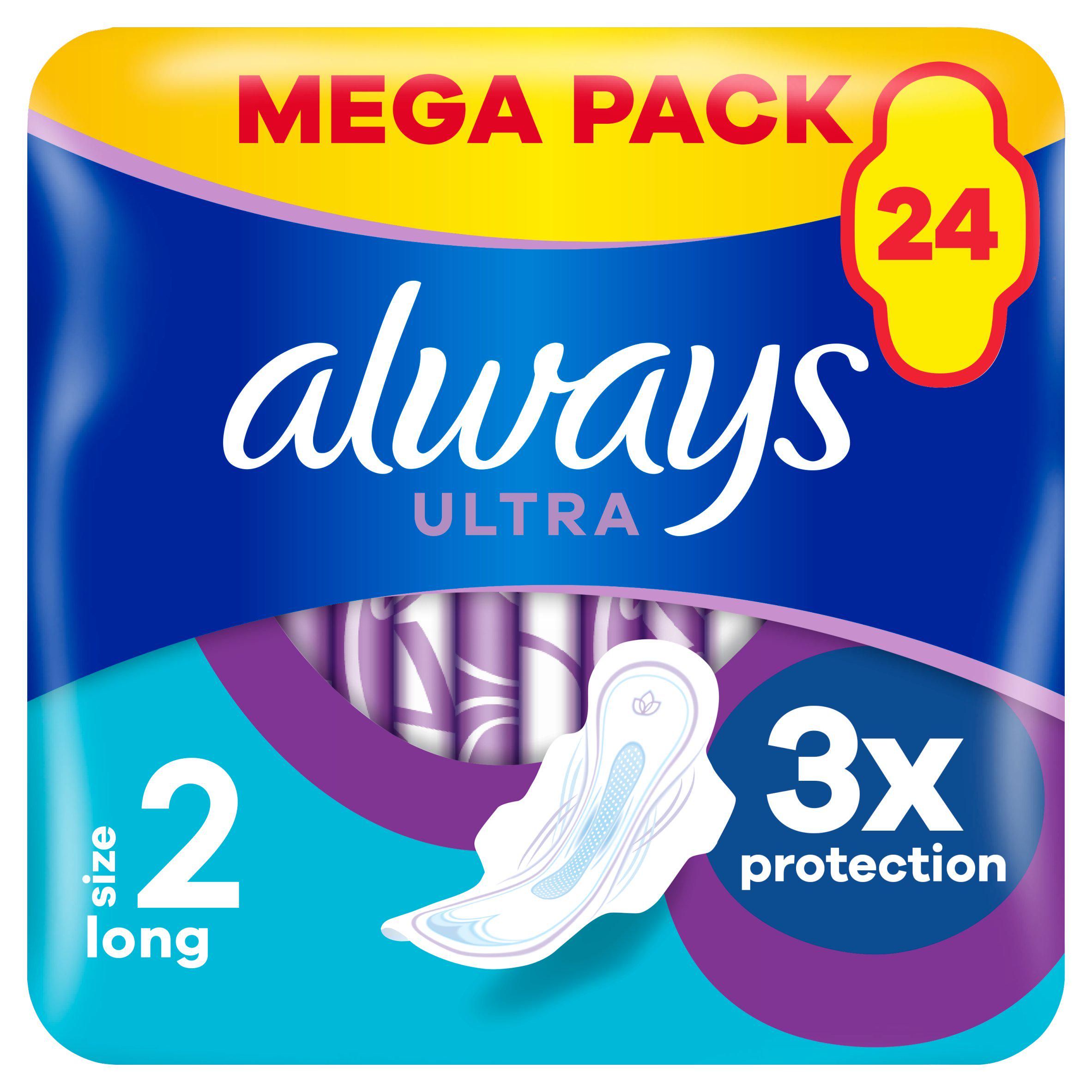 Always Ultra Sanitary Towels Long with Wings, Size 2 x24 - McGrocer