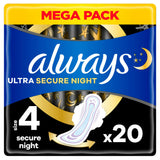 Always Ultra Sanitary Towels Secure Night with Wings, Size 4 x20 - McGrocer