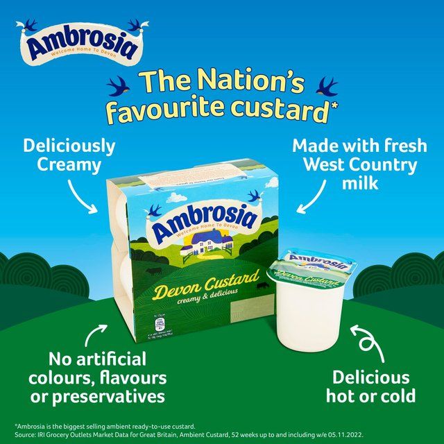 Ambrosia Devon Custard Pots   4 x 125g - McGrocer