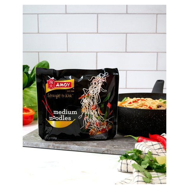 Amoy Straight To Wok Medium Noodles   2 x 150g - McGrocer