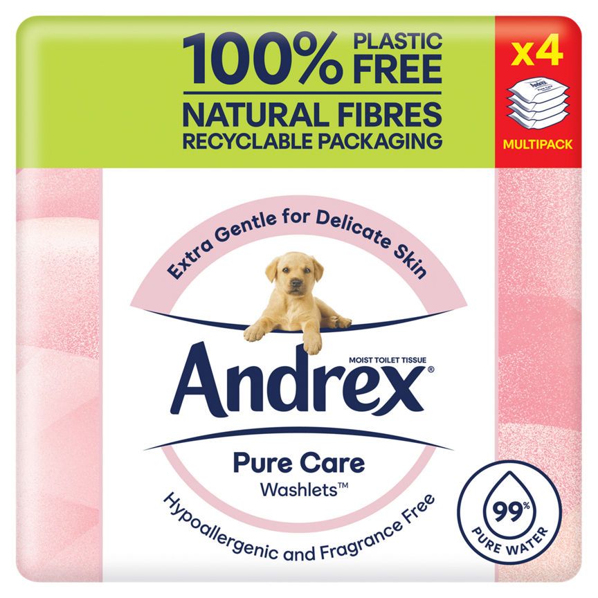 Andrex Pure Care Washlets Moist Toilet Tissue 4 Pack - McGrocer