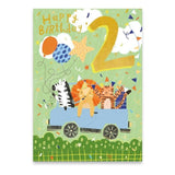 Animal Party Truck 2nd Birthday Card - McGrocer