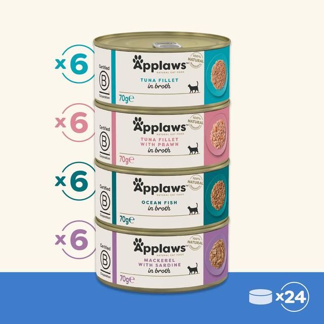 Applaws Cat Tin Fish Selection in Broth Multipack   24 x 70g - McGrocer