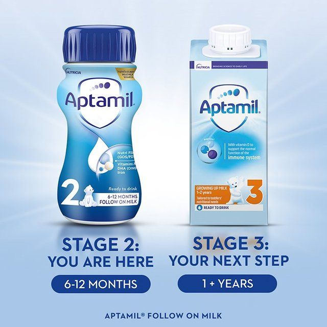 Aptamil 2 Follow On Formula Baby Milk Liquid 6-12 Months Multipack    6 x 200ml - McGrocer