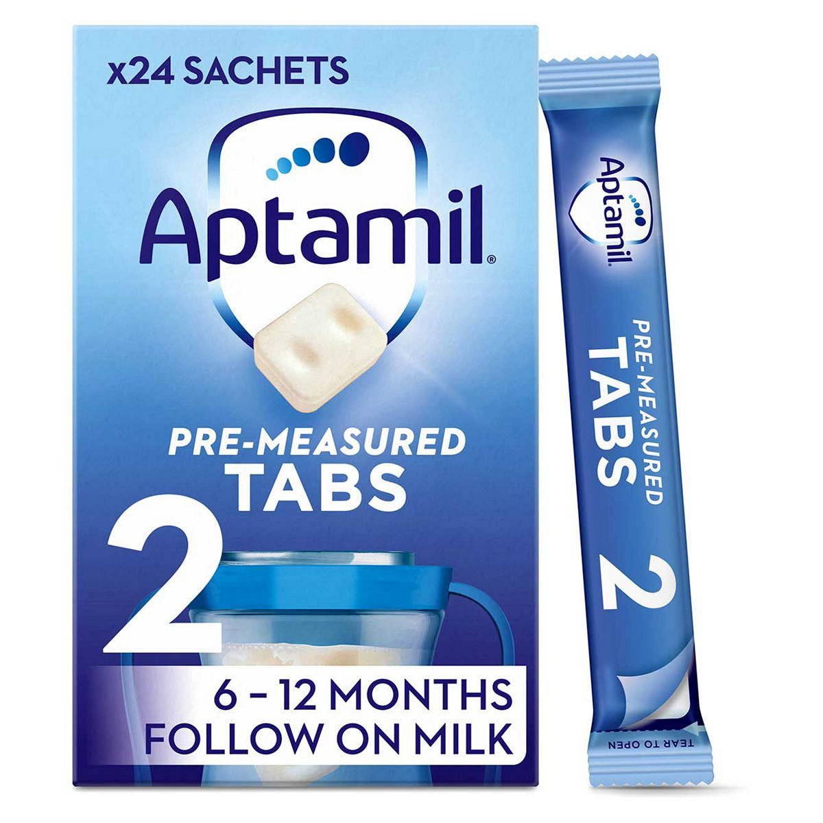 Aptamil 2 Pre-Measured Tabs Follow On Milk 6-12 Months 24 x 24g (576g) - McGrocer