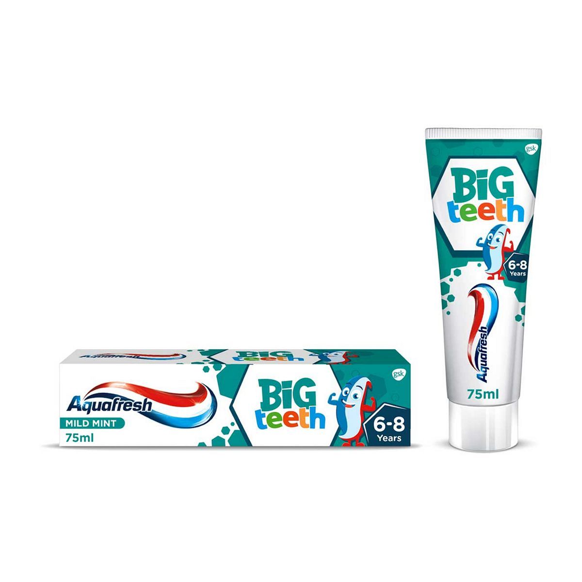 Aquafresh Kids Fluoride Toothpaste, Big Teeth Toothpaste, For Ages 6-8, 75ml - McGrocer