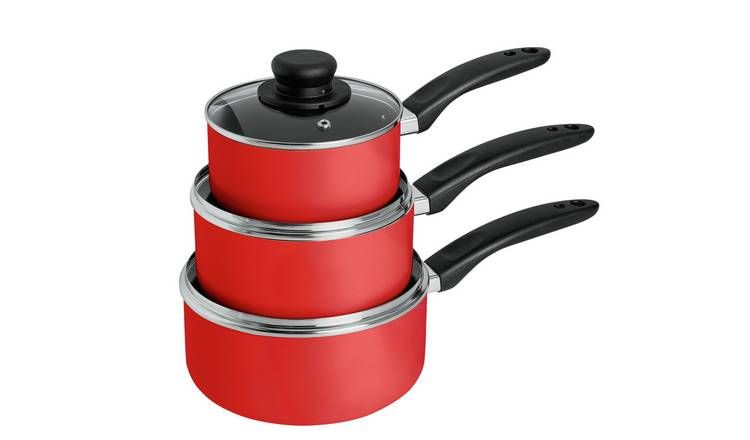 Argos Home 3 Piece Aluminium Pan Set - Red - McGrocer