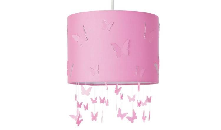 Argos Home Kids Pink Butterflies Drum Lampshade - 25cm - McGrocer