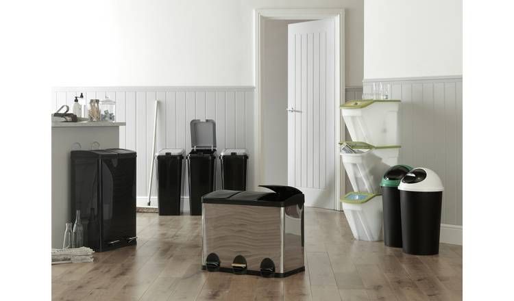 Argos Home Trio of Recycling Bins - Black - McGrocer